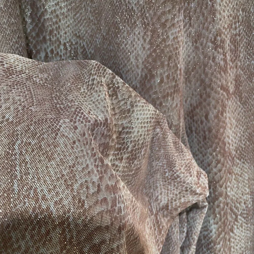 Cache Snake Print Lined mesh Sheer Flowy Palazzo Purple Taupe Wide Leg Pants M - Picture 3 of 12